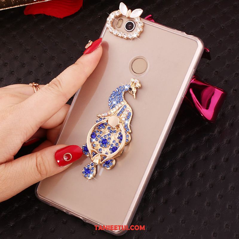 Etui Xiaomi Mi Max 2 Przezroczysty Mały Rhinestone, Futerał Xiaomi Mi Max 2 Złoto Miękki Wspornik Beige