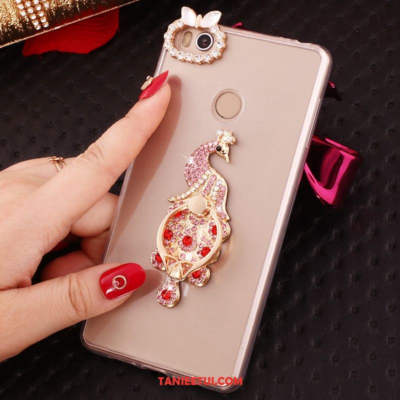 Etui Xiaomi Mi Max 2 Przezroczysty Mały Rhinestone, Futerał Xiaomi Mi Max 2 Złoto Miękki Wspornik Beige