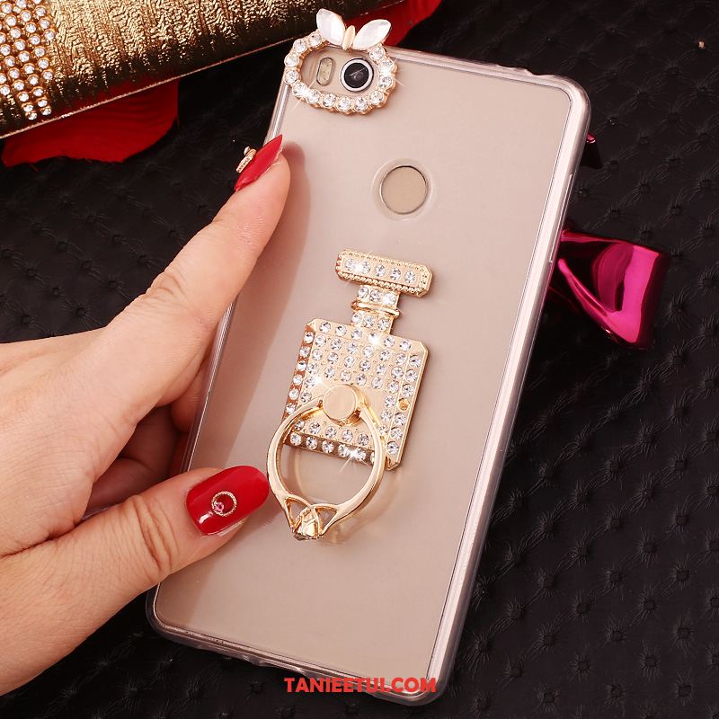 Etui Xiaomi Mi Max 2 Przezroczysty Mały Rhinestone, Futerał Xiaomi Mi Max 2 Złoto Miękki Wspornik Beige