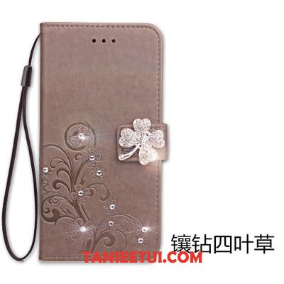 Etui Xiaomi Mi Max 2 Silikonowe Karta Wspornik, Obudowa Xiaomi Mi Max 2 Rhinestone Purpurowy Skórzany Futerał Beige