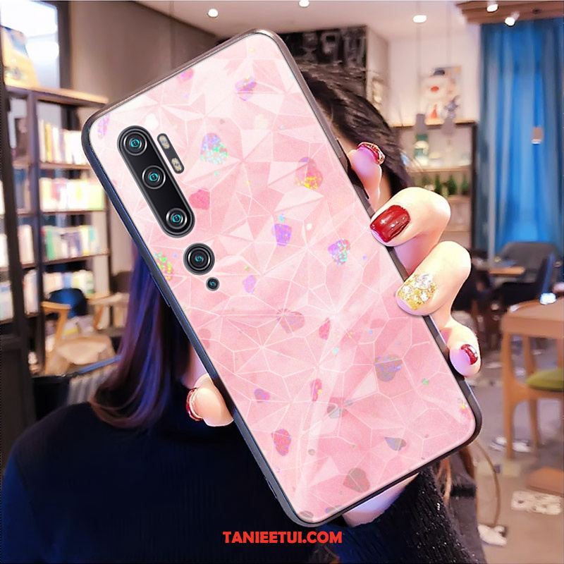 Etui Xiaomi Mi Note 10 Czerwony Netto Purpurowy Wzór, Obudowa Xiaomi Mi Note 10 Kształt Diamentu Mały Miękki Beige