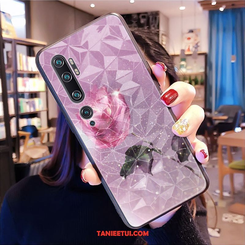 Etui Xiaomi Mi Note 10 Czerwony Netto Purpurowy Wzór, Obudowa Xiaomi Mi Note 10 Kształt Diamentu Mały Miękki Beige