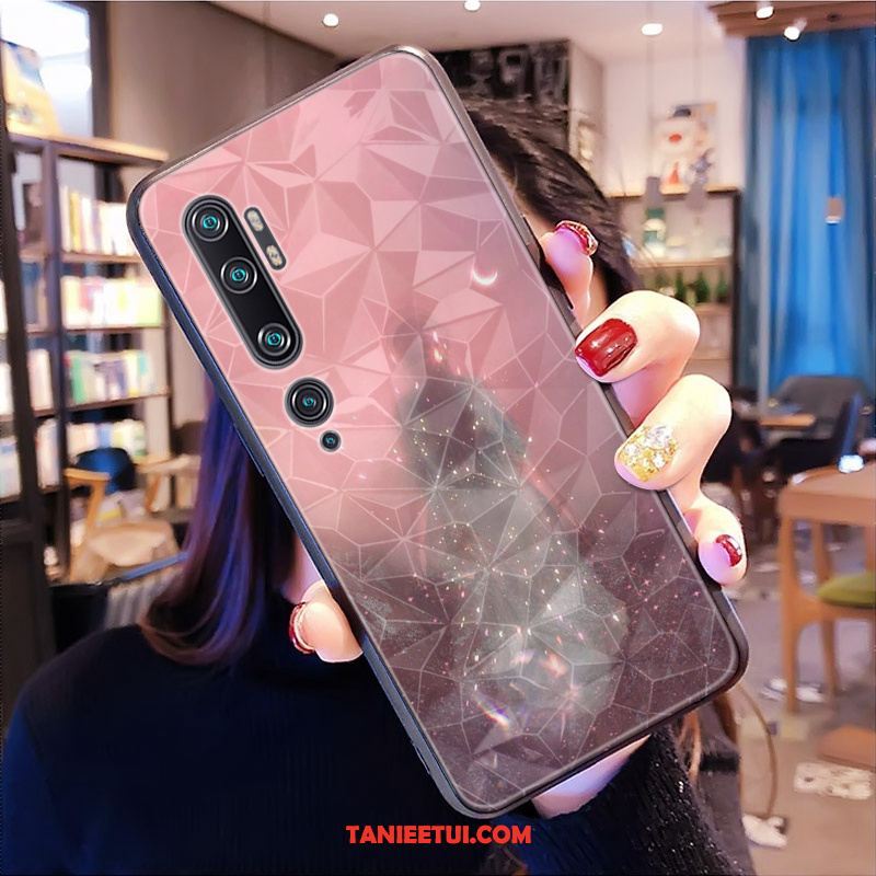 Etui Xiaomi Mi Note 10 Czerwony Netto Purpurowy Wzór, Obudowa Xiaomi Mi Note 10 Kształt Diamentu Mały Miękki Beige