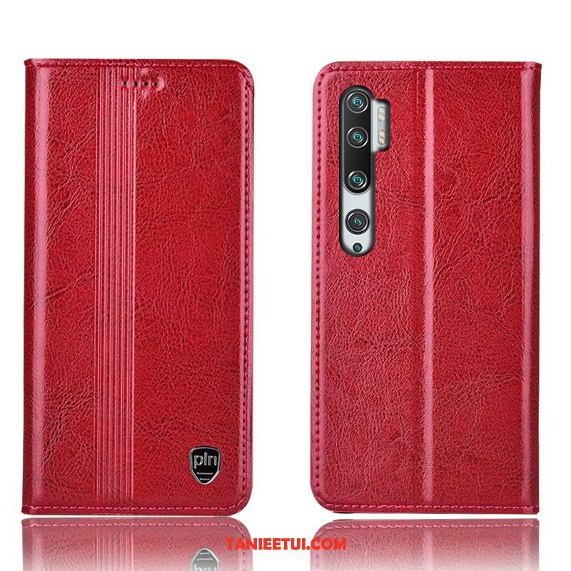 Etui Xiaomi Mi Note 10 Mały Czerwony Telefon Komórkowy, Futerał Xiaomi Mi Note 10 All Inclusive Prawdziwa Skóra Ochraniacz Beige