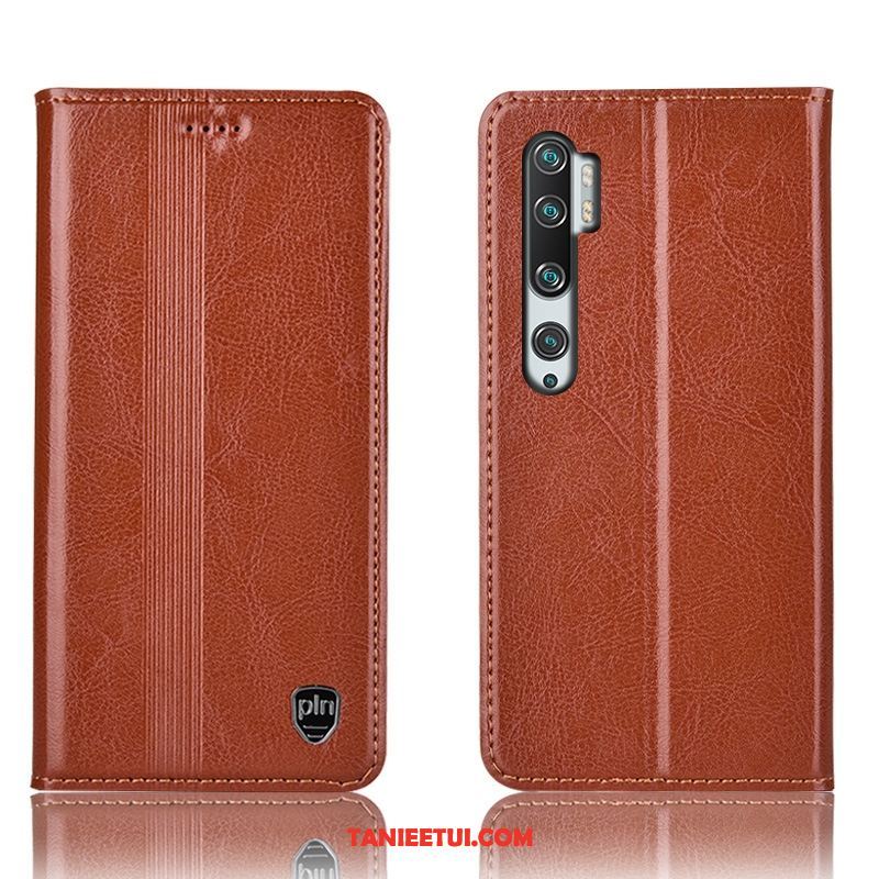 Etui Xiaomi Mi Note 10 Mały Czerwony Telefon Komórkowy, Futerał Xiaomi Mi Note 10 All Inclusive Prawdziwa Skóra Ochraniacz Beige