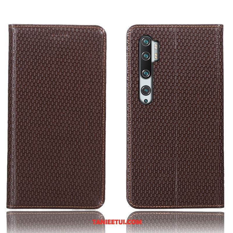 Etui Xiaomi Mi Note 10 Skórzany Futerał Anti-fall Zielony, Obudowa Xiaomi Mi Note 10 Telefon Komórkowy Mały Wzór Beige