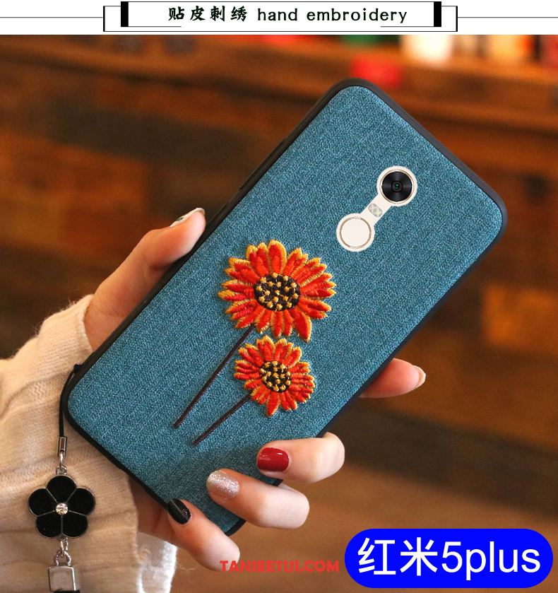 Etui Xiaomi Redmi 5 Plus Szary Ochraniacz Mały, Futerał Xiaomi Redmi 5 Plus Telefon Komórkowy Z Haftem Czerwony Beige