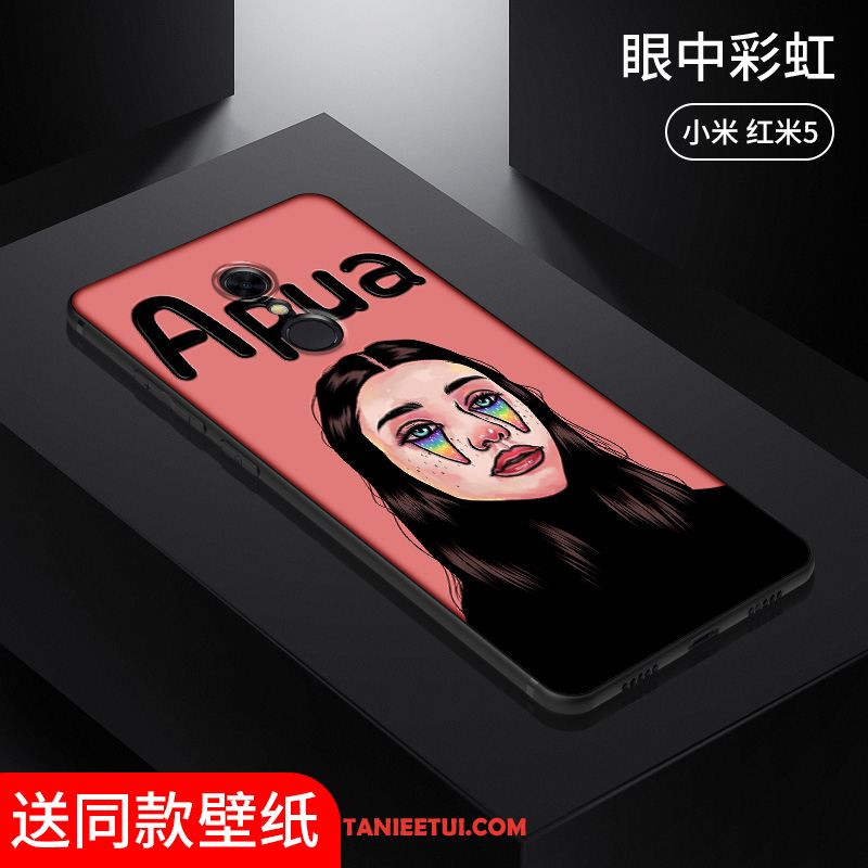 Etui Xiaomi Redmi 5 Różowe Miękki Osobowość, Futerał Xiaomi Redmi 5 Mały Relief Ręcznie Malowane Beige