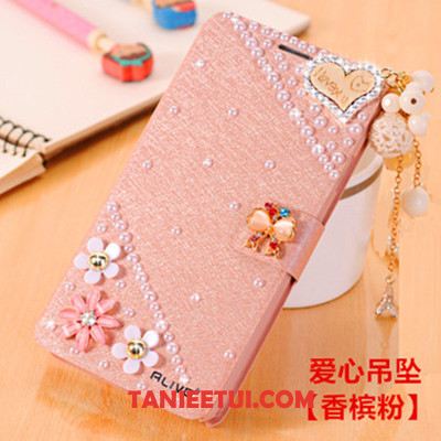 Etui Xiaomi Redmi 6 Czerwony Tendencja Rhinestone, Obudowa Xiaomi Redmi 6 Osobowość Skórzany Futerał Ochraniacz Beige