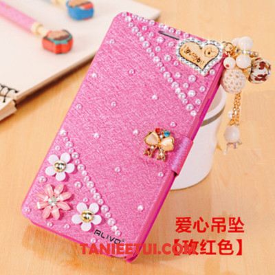 Etui Xiaomi Redmi 6 Czerwony Tendencja Rhinestone, Obudowa Xiaomi Redmi 6 Osobowość Skórzany Futerał Ochraniacz Beige