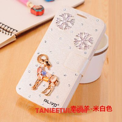 Etui Xiaomi Redmi 6 Czerwony Tendencja Rhinestone, Obudowa Xiaomi Redmi 6 Osobowość Skórzany Futerał Ochraniacz Beige