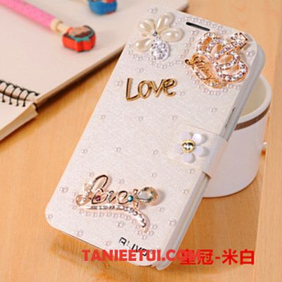 Etui Xiaomi Redmi 6 Czerwony Tendencja Rhinestone, Obudowa Xiaomi Redmi 6 Osobowość Skórzany Futerał Ochraniacz Beige