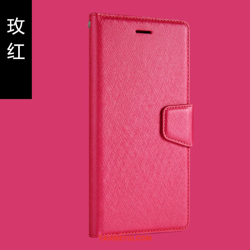 Etui Xiaomi Redmi 6 Szkło Hartowane Skórzany Futerał Telefon Komórkowy, Obudowa Xiaomi Redmi 6 Czerwony Ochraniacz Filmy Beige