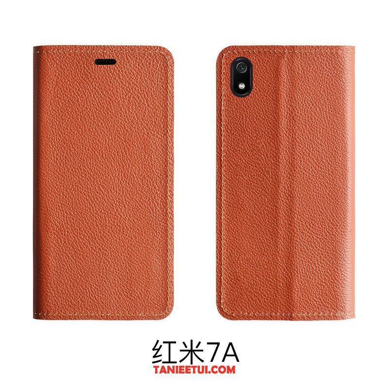 Etui Xiaomi Redmi 7a Ochraniacz Telefon Komórkowy Klapa, Pokrowce Xiaomi Redmi 7a Mały Prawdziwa Skóra Wzór Braun Beige