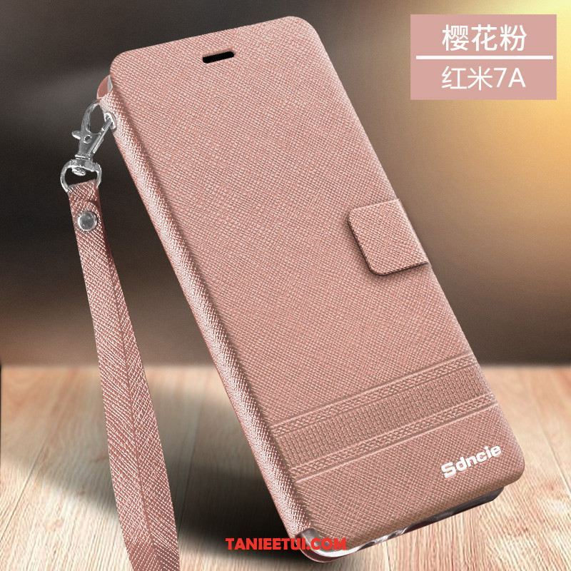 Etui Xiaomi Redmi 7a Skórzany Futerał Niebieski Miękki, Obudowa Xiaomi Redmi 7a Mały Silikonowe All Inclusive Beige