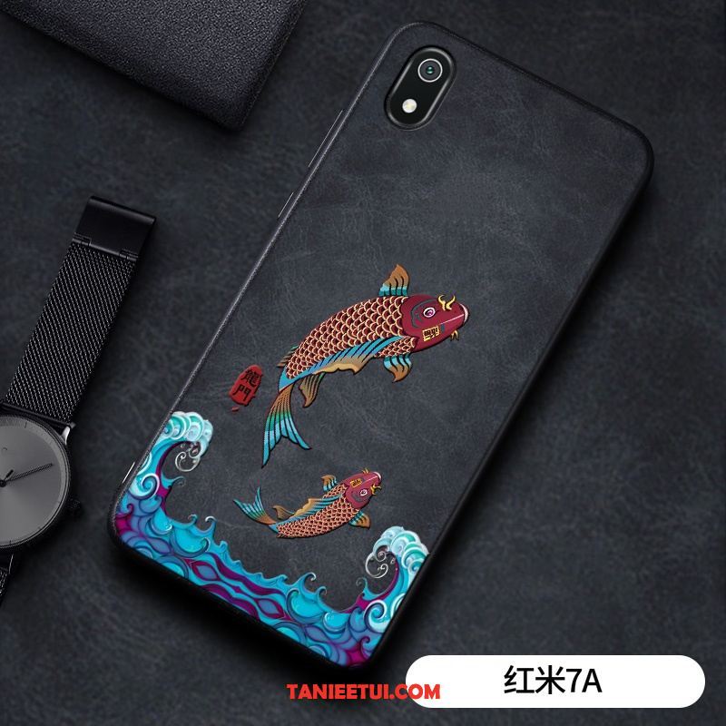 Etui Xiaomi Redmi 7a Tendencja Relief Czarny, Futerał Xiaomi Redmi 7a Czerwony Netto Smok Biznes Beige