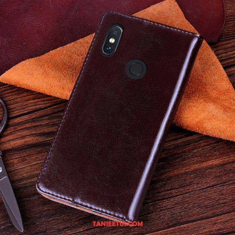 Etui Xiaomi Redmi Note 5 Ochraniacz Skórzany Futerał Telefon Komórkowy, Obudowa Xiaomi Redmi Note 5 Biznes Silikonowe Czerwony Beige