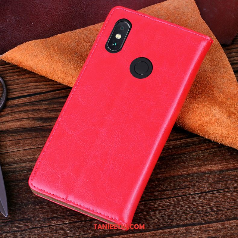 Etui Xiaomi Redmi Note 5 Ochraniacz Skórzany Futerał Telefon Komórkowy, Obudowa Xiaomi Redmi Note 5 Biznes Silikonowe Czerwony Beige
