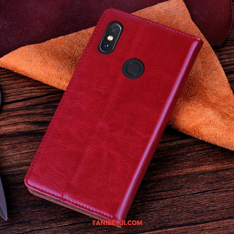 Etui Xiaomi Redmi Note 5 Ochraniacz Skórzany Futerał Telefon Komórkowy, Obudowa Xiaomi Redmi Note 5 Biznes Silikonowe Czerwony Beige