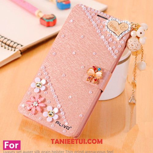 Etui Xiaomi Redmi Note 5 Różowe Czerwony Rhinestone, Pokrowce Xiaomi Redmi Note 5 Ochraniacz Anti-fall Klapa Beige