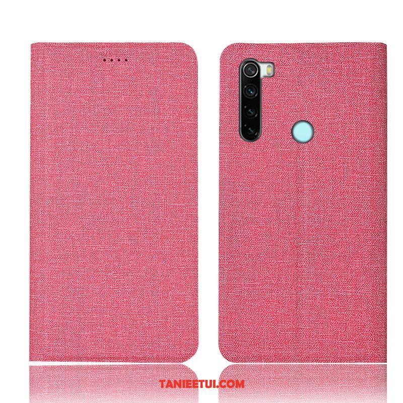 Etui Xiaomi Redmi Note 8 Pro Skórzany Bawełna I Len Czerwony, Futerał Xiaomi Redmi Note 8 Pro Ochraniacz All Inclusive Niebieski Beige