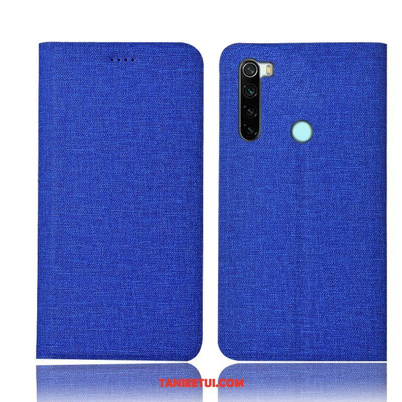 Etui Xiaomi Redmi Note 8 Pro Skórzany Bawełna I Len Czerwony, Futerał Xiaomi Redmi Note 8 Pro Ochraniacz All Inclusive Niebieski Beige