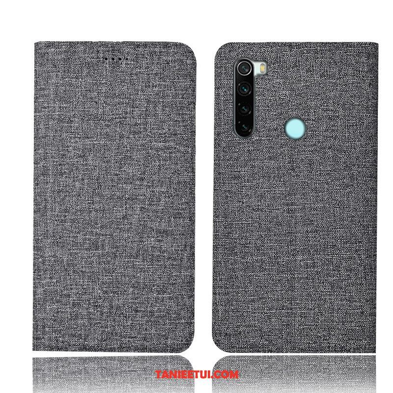 Etui Xiaomi Redmi Note 8 Pro Skórzany Bawełna I Len Czerwony, Futerał Xiaomi Redmi Note 8 Pro Ochraniacz All Inclusive Niebieski Beige