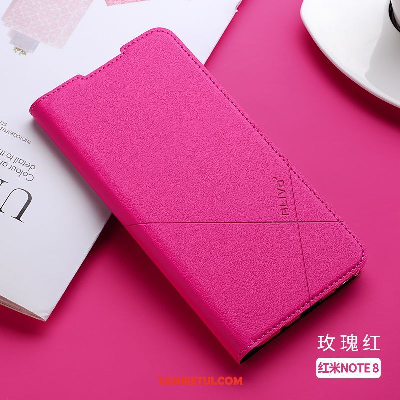 Etui Xiaomi Redmi Note 8 Pro Skórzany Futerał Ochraniacz All Inclusive, Obudowa Xiaomi Redmi Note 8 Pro Czerwony Anti-fall Miękki Beige