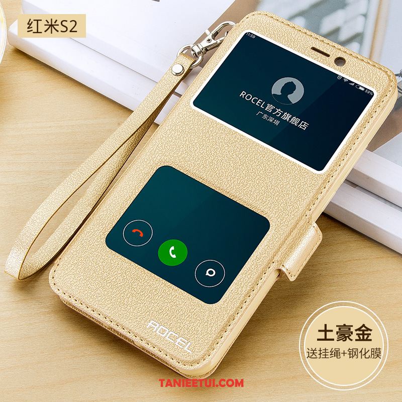 Etui Xiaomi Redmi S2 Złoto Ochraniacz Miękki, Obudowa Xiaomi Redmi S2 Anti-fall Skórzany Futerał Mały Beige