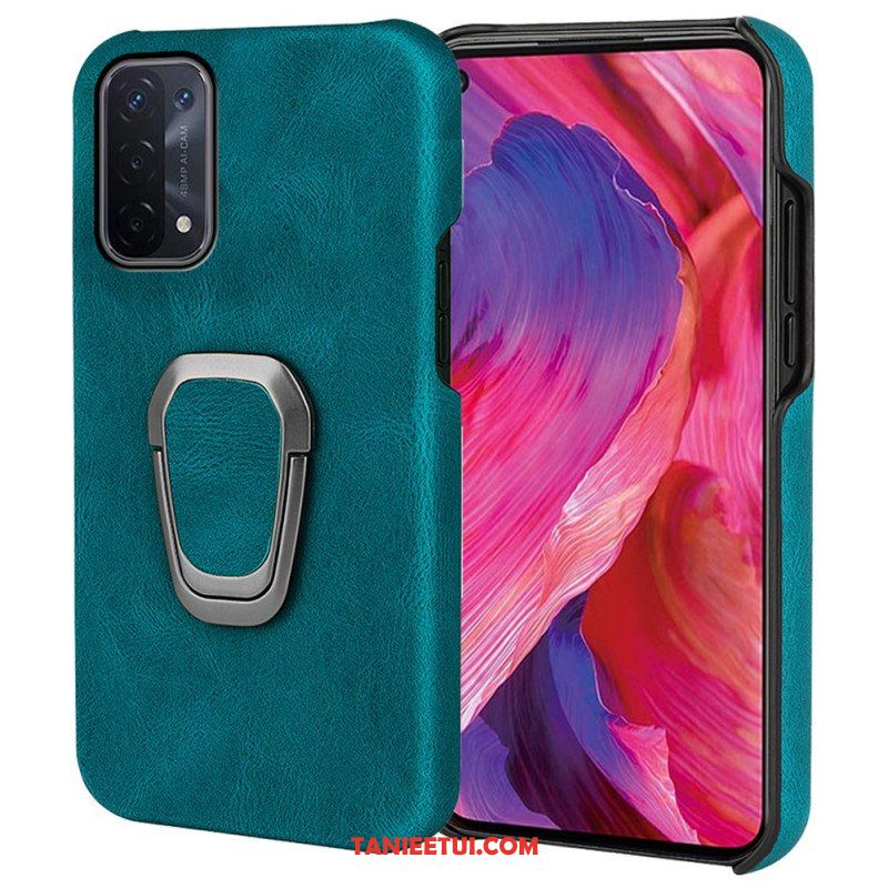 Etui do Oppo A54 5G / A74 5G Uchwyt Na Pierścionek Z Efektem Skóry