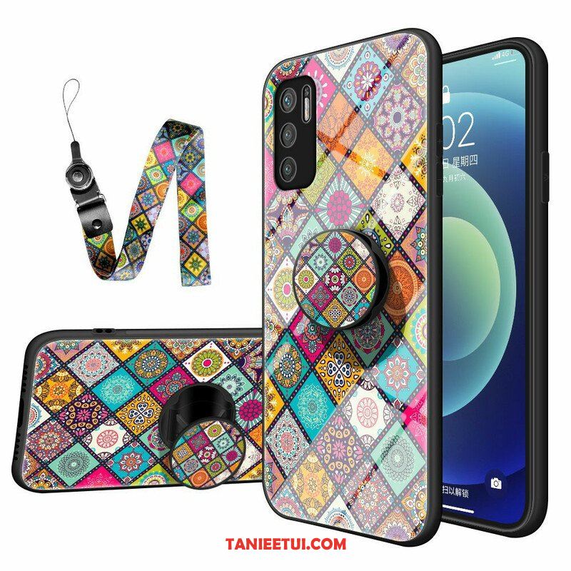 Etui do Poco M3 Pro 5G Patchworkowy Uchwyt Magnetyczny