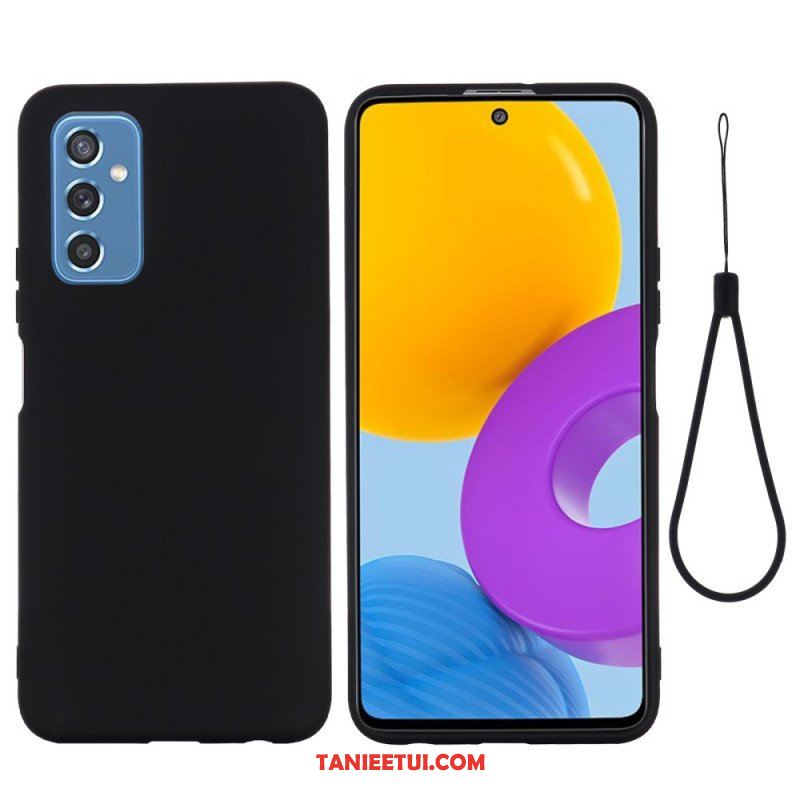 Etui do Samsung Galaxy M52 5G z Łańcuch Płynny Silikon W Paski