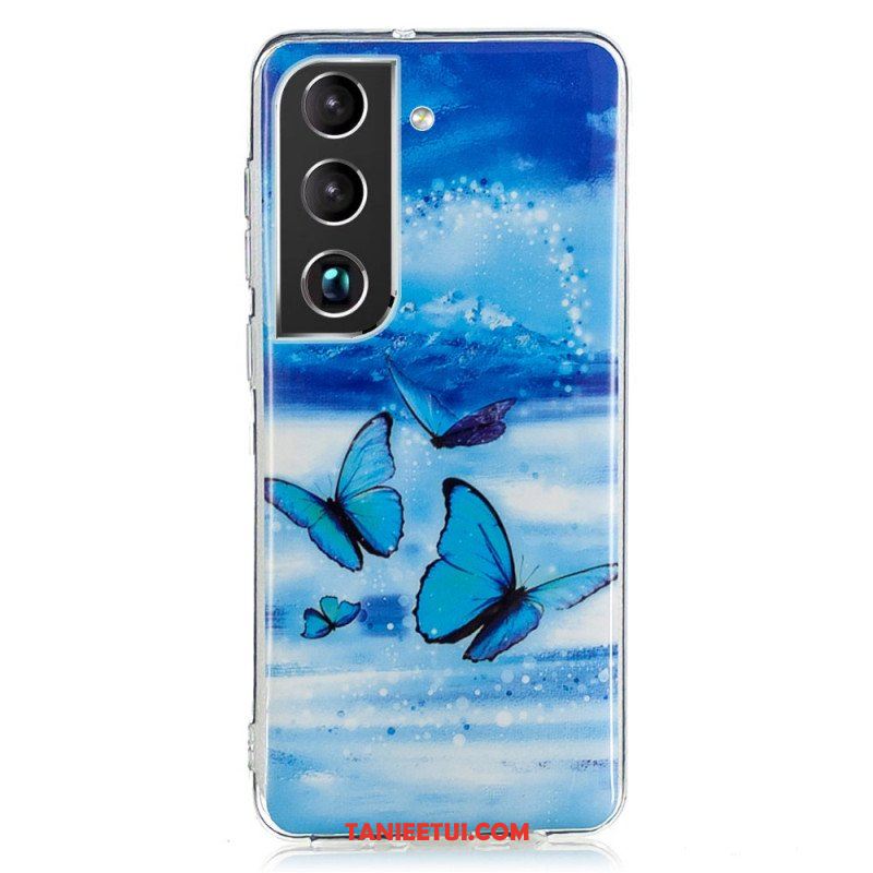 Etui do Samsung Galaxy S22 5G Fluorescencyjne Niebieskie Motyle