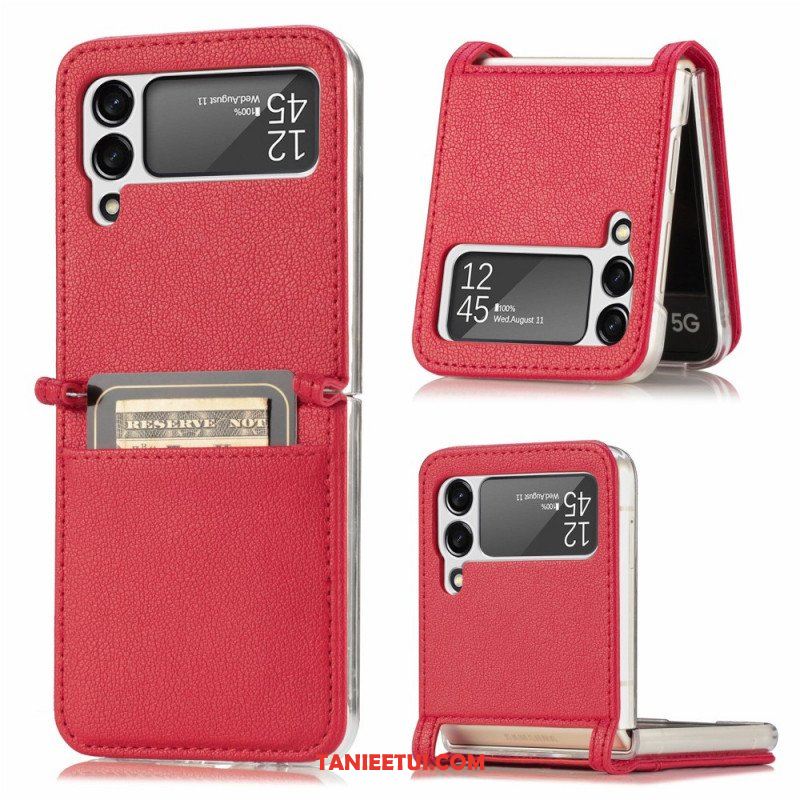 Etui do Samsung Galaxy Z Flip 3 5G Etui Folio Posiadacz Karty Ze Skóry Teksturowanej