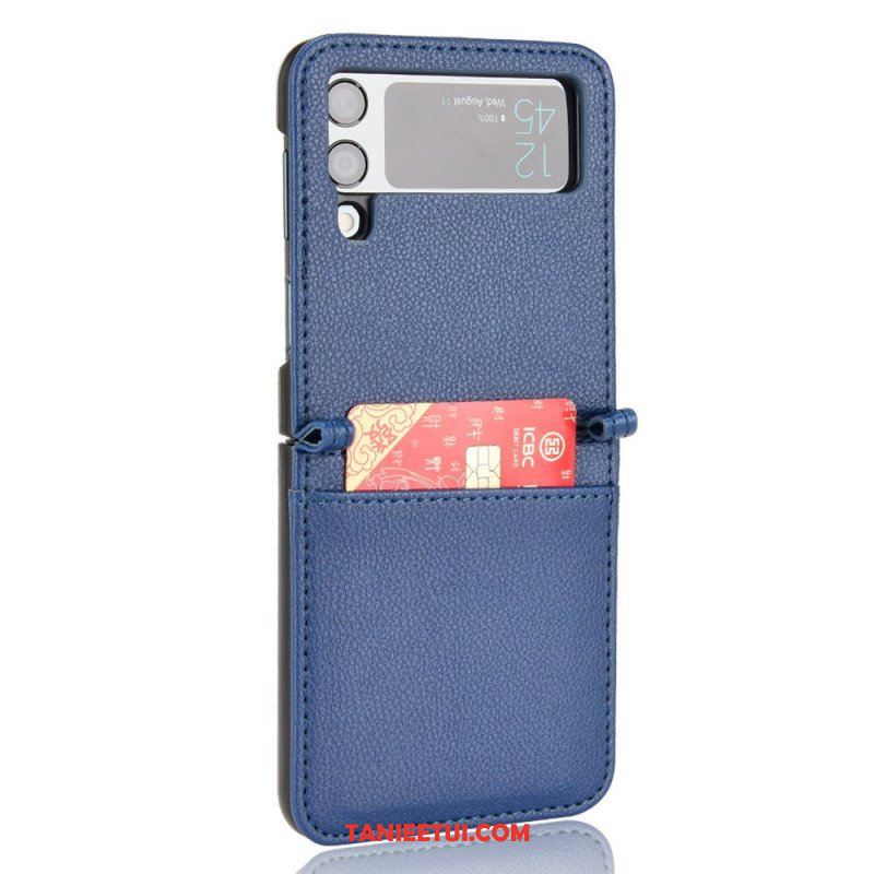 Etui do Samsung Galaxy Z Flip 3 5G Etui Folio Skórzane Etui Na Karty W Stylu Litchi