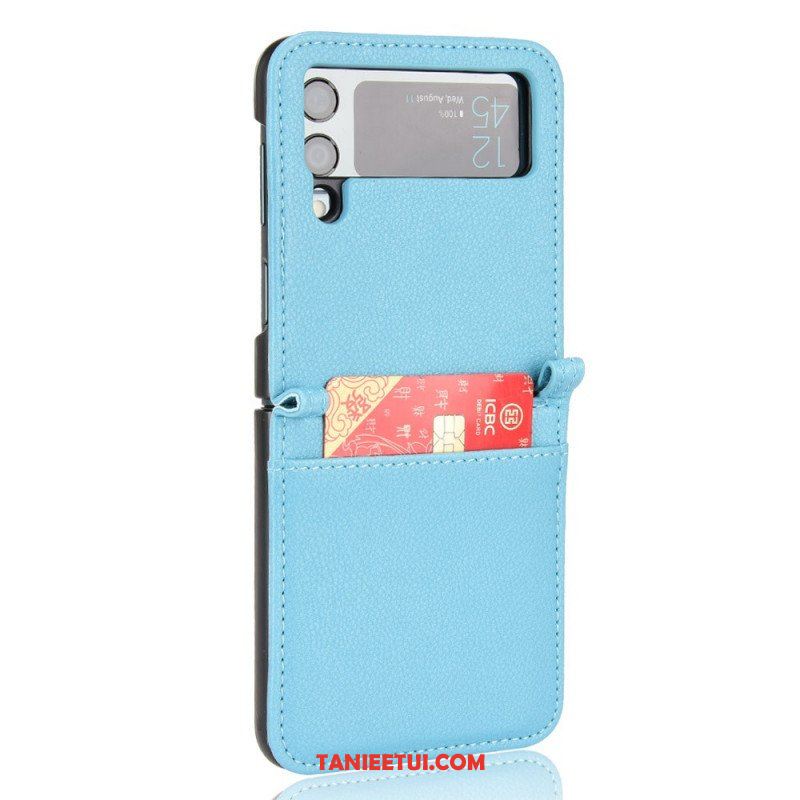 Etui do Samsung Galaxy Z Flip 3 5G Etui Folio Skórzane Etui Na Karty W Stylu Litchi