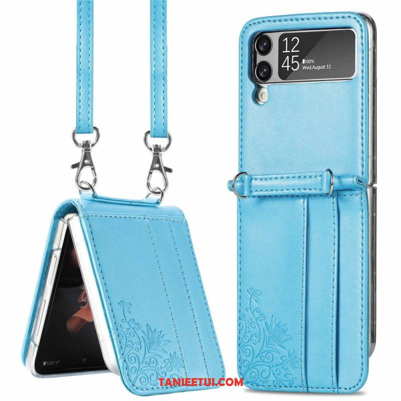 Etui do Samsung Galaxy Z Flip 4 Etui Folio Pasek Na Ramię Kwiaty