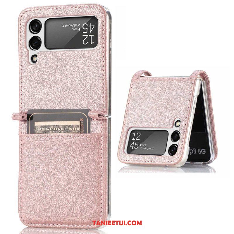 Etui do Samsung Galaxy Z Flip 4 Etui Folio Skórzane Etui Na Karty W Stylu Litchi