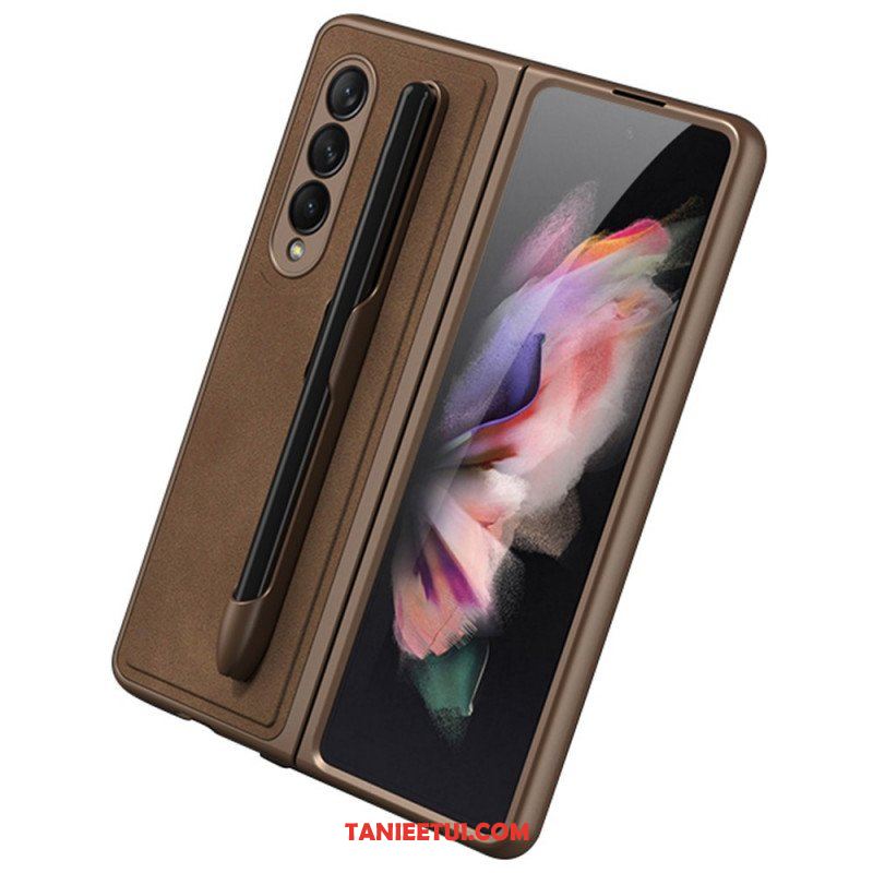 Etui do Samsung Galaxy Z Fold 3 5G Uchwyt Na Rysik Z Efektem Skóry Gkk