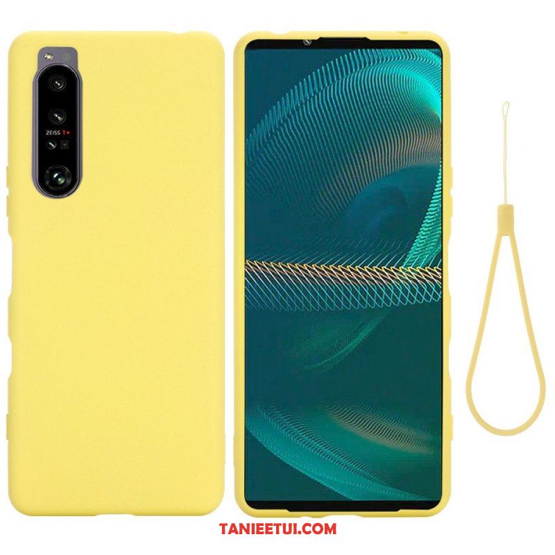 Etui do Sony Xperia 1 IV z Łańcuch Płynny Silikon W Paski