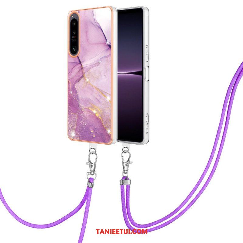 Etui do Sony Xperia 1 IV ze Sznurkiem Z Marmurowym Sznurkiem