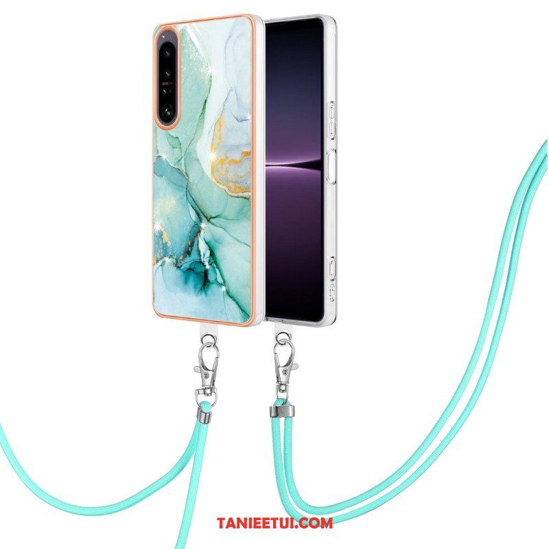 Etui do Sony Xperia 1 IV ze Sznurkiem Z Marmurowym Sznurkiem