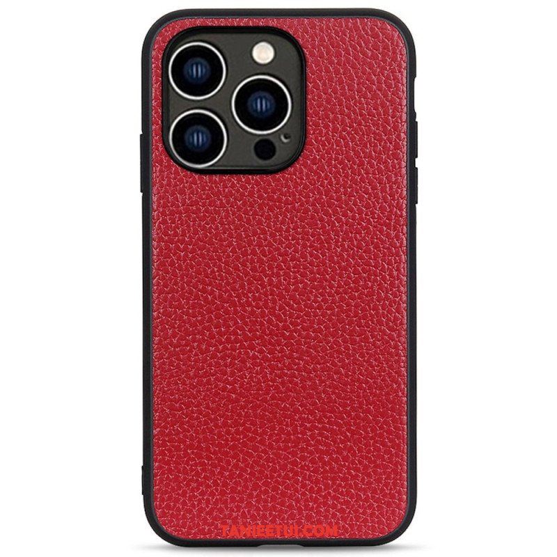 Etui do iPhone 14 Pro Prawdziwa Skóra Litchi