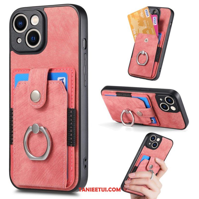 Etui do iPhone 15 Vintage Z Uchwytem Na Pierścionek I Etui Na Karty