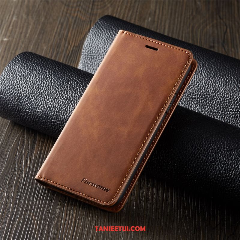 Etui iPhone 11 Pro Aksamit Vintage Skórzany, Futerał iPhone 11 Pro Biznes Telefon Komórkowy Portfel Braun