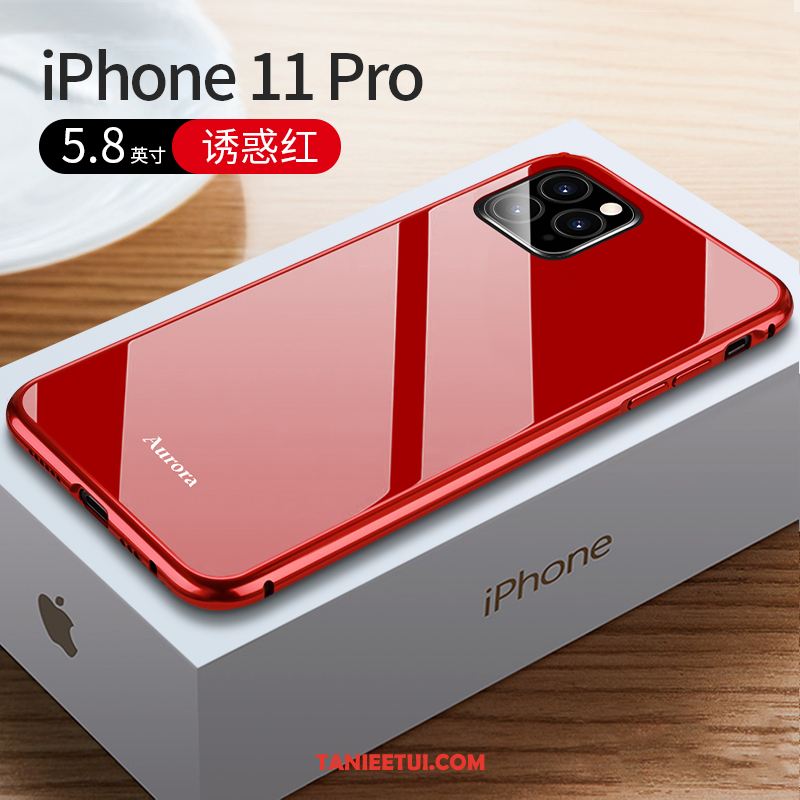 Etui iPhone 11 Pro Anti-fall Granica Szkło, Obudowa iPhone 11 Pro Wysoki Koniec Czerwony Metal