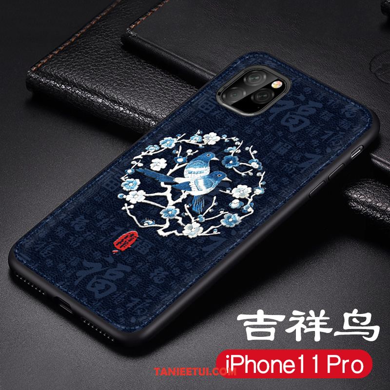 Etui iPhone 11 Pro Anti-fall Silikonowe Niebieski, Obudowa iPhone 11 Pro Nowy Skórzany Futerał Nubuku