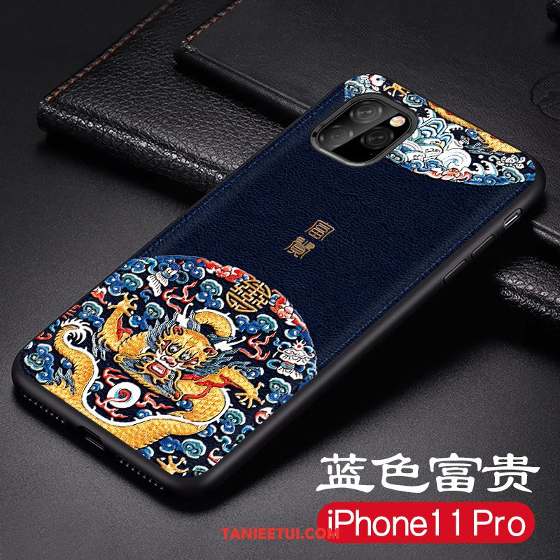 Etui iPhone 11 Pro Anti-fall Silikonowe Niebieski, Obudowa iPhone 11 Pro Nowy Skórzany Futerał Nubuku