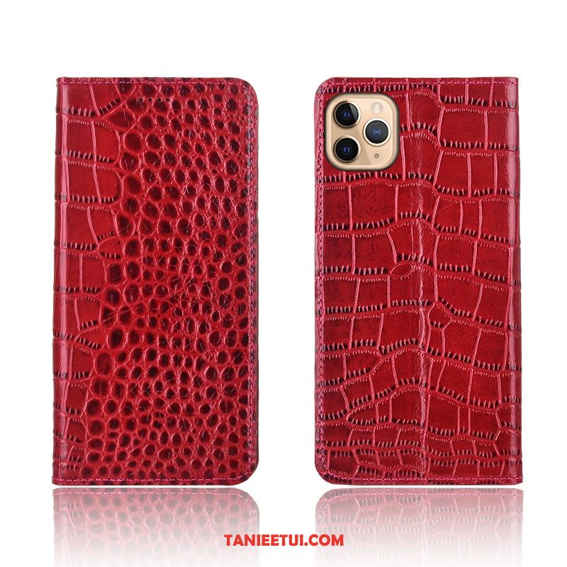 Etui iPhone 11 Pro Krokodyl Klapa Ochraniacz, Obudowa iPhone 11 Pro Anti-fall Prawdziwa Skóra Telefon Komórkowy Braun