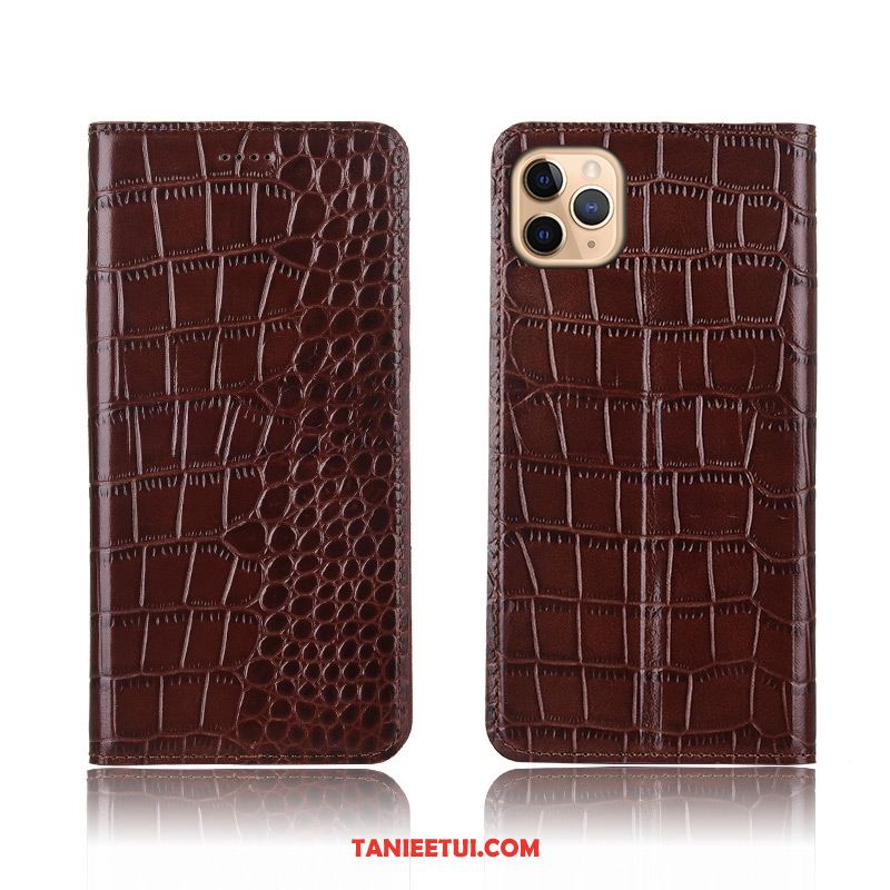 Etui iPhone 11 Pro Krokodyl Klapa Ochraniacz, Obudowa iPhone 11 Pro Anti-fall Prawdziwa Skóra Telefon Komórkowy Braun